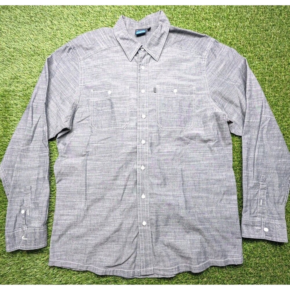 Kavu Shirt Mens XL Charlestown Chambray Heather Long Sleeve 100% Cotton Western